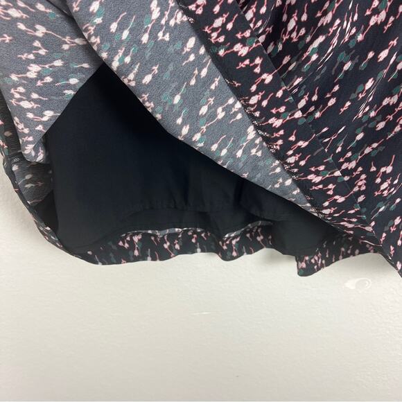 Garnet Hill | Boho Floral Navy Pink V Neck Drop Waist Midi Dress Modest 16 - Picture 5 of 9